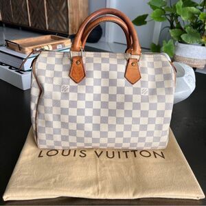 LOUIS VUITTON Authentic Speedy 30 Damier Azur Handbag